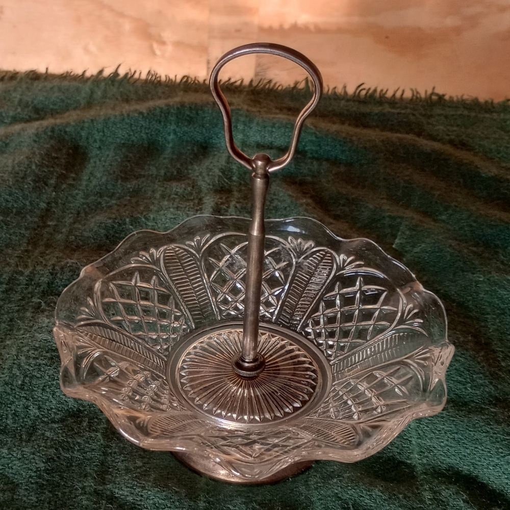 Glass Candy Dish | Silver Plated | Trinket Dish | Made in England